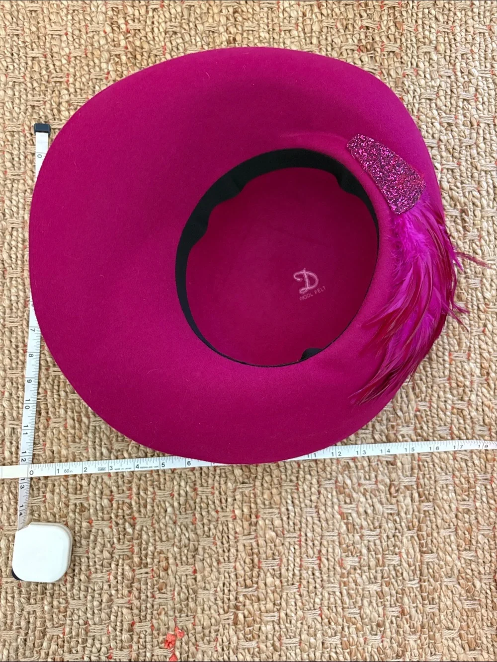 Vintage Deborah Fashions Fuchsia Feathered Felt Tilt Hat with Decorative Trim